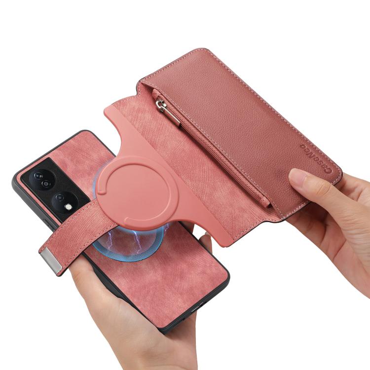 For Honor X7b CaseNeo MagSafe RFID Anti-theft Zipper Wallet Retro Leather Phone Case(Pink)