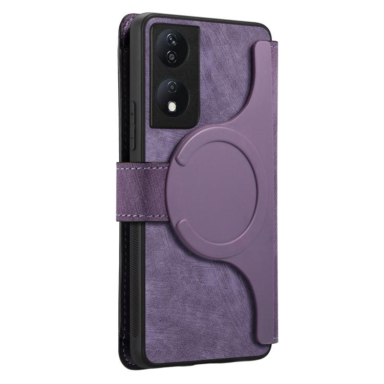 For Honor X7b CaseNeo MagSafe RFID Anti-theft Zipper Wallet Retro Leather Phone Case(Purple)
