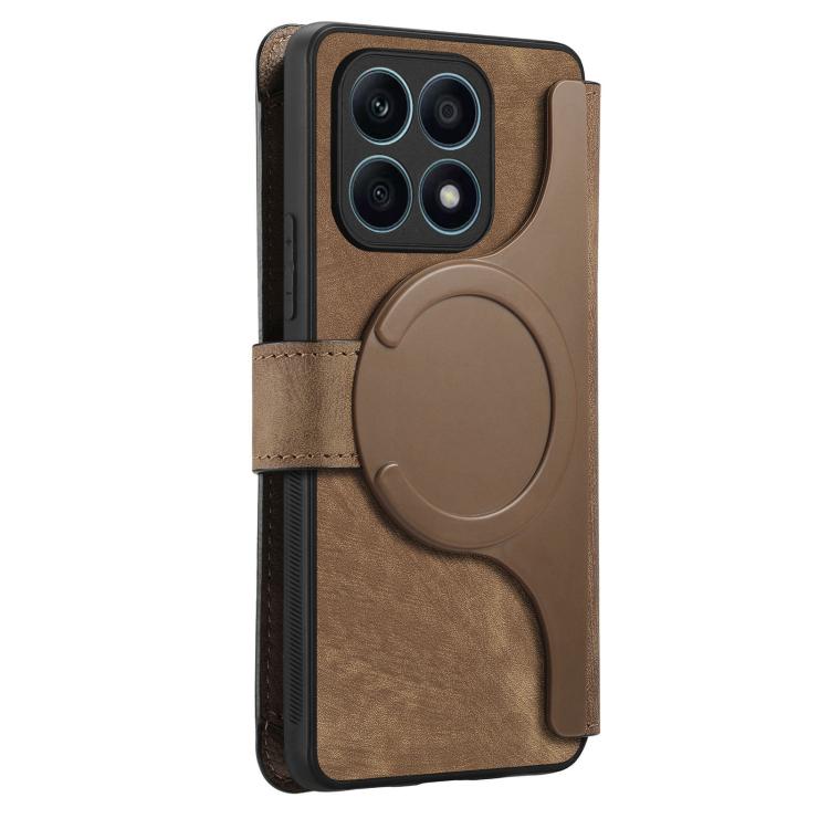 For Honor X8 5G CaseNeo MagSafe RFID Anti-theft Zipper Wallet Retro Leather Phone Case(Brown)