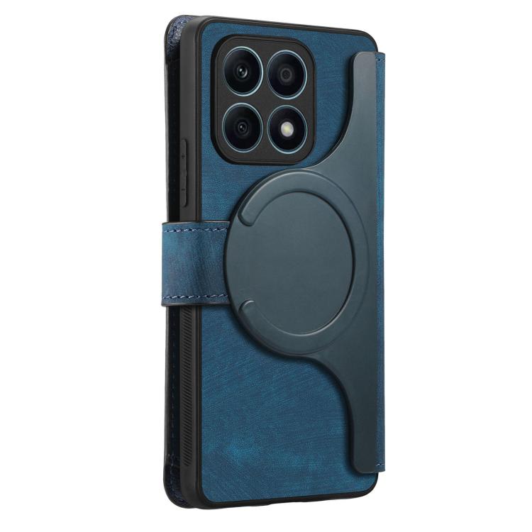 For Honor X8 5G CaseNeo MagSafe RFID Anti-theft Zipper Wallet Retro Leather Phone Case(Blue)