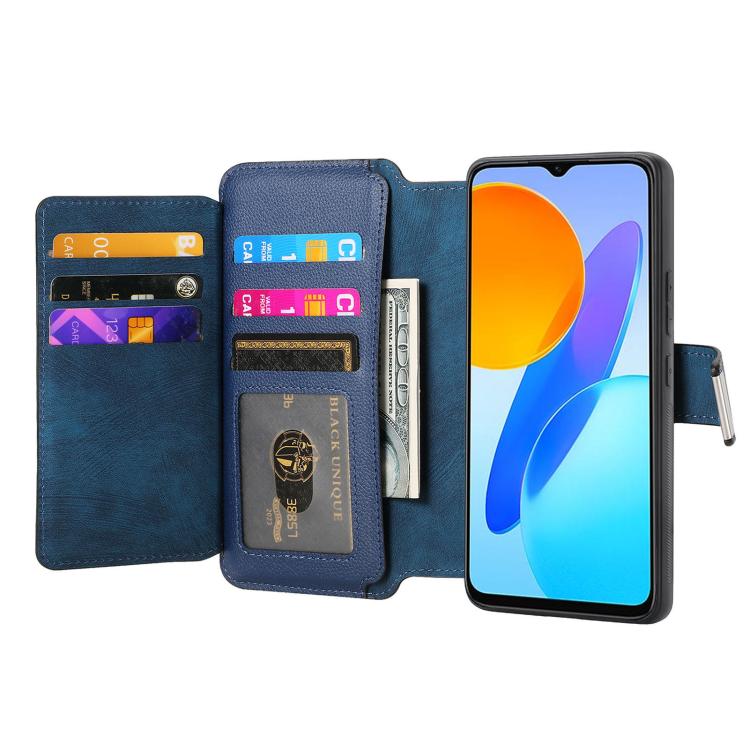 For Honor X8 5G CaseNeo MagSafe RFID Anti-theft Zipper Wallet Retro Leather Phone Case(Blue)