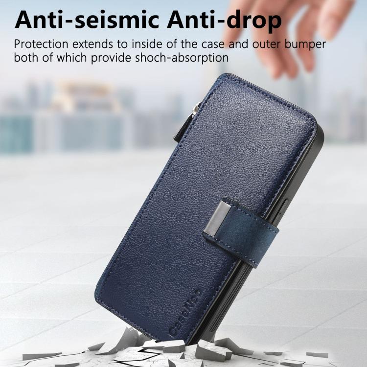For Honor X8 5G CaseNeo MagSafe RFID Anti-theft Zipper Wallet Retro Leather Phone Case(Blue)