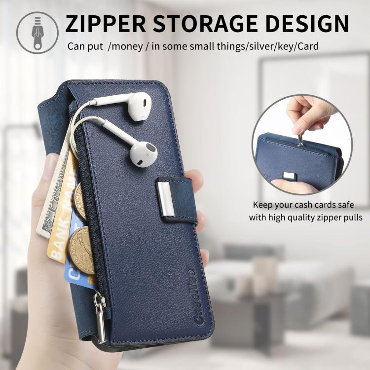 For Honor X8 5G CaseNeo MagSafe RFID Anti-theft Zipper Wallet Retro Leather Phone Case(Blue)