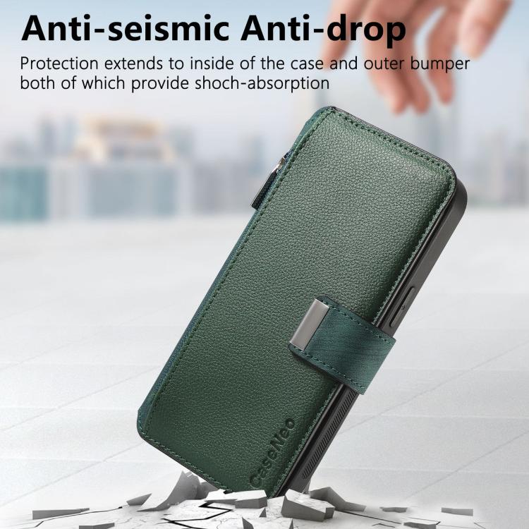For Honor X8 5G CaseNeo MagSafe RFID Anti-theft Zipper Wallet Retro Leather Phone Case(Green)