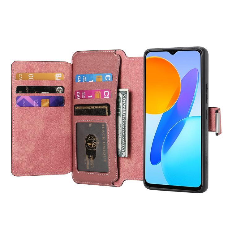 For Honor X8 5G CaseNeo MagSafe RFID Anti-theft Zipper Wallet Retro Leather Phone Case(Pink)