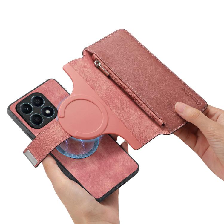 For Honor X8 5G CaseNeo MagSafe RFID Anti-theft Zipper Wallet Retro Leather Phone Case(Pink)