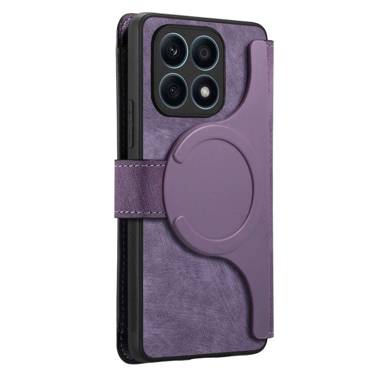For Honor X8 5G CaseNeo MagSafe RFID Anti-theft Zipper Wallet Retro Leather Phone Case(Purple)
