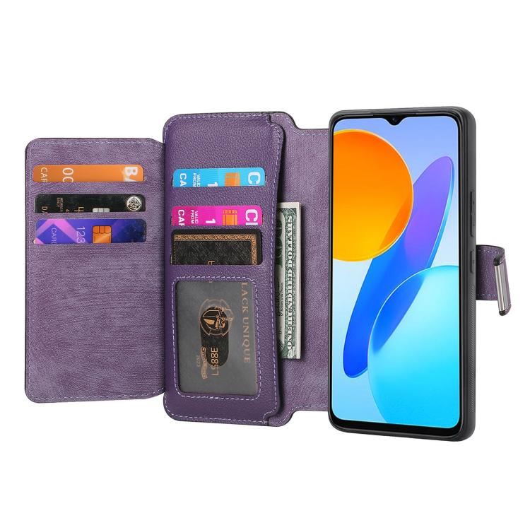 For Honor X8 5G CaseNeo MagSafe RFID Anti-theft Zipper Wallet Retro Leather Phone Case(Purple)
