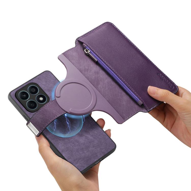 For Honor X8 5G CaseNeo MagSafe RFID Anti-theft Zipper Wallet Retro Leather Phone Case(Purple)