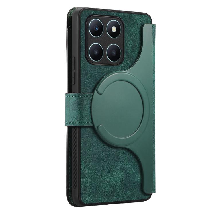 For Honor X6a CaseNeo MagSafe RFID Anti-theft Zipper Wallet Retro Leather Phone Case(Green)