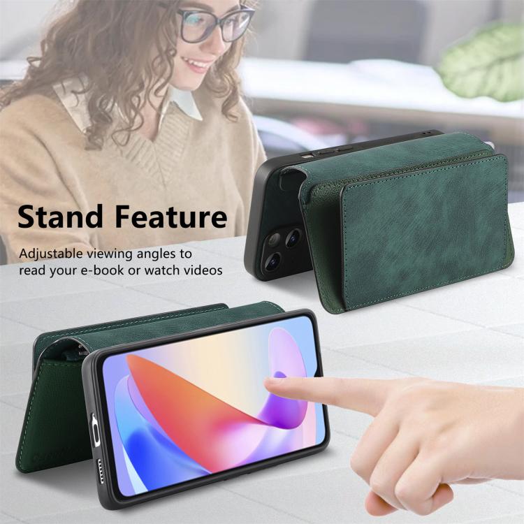 For Honor X6a CaseNeo MagSafe RFID Anti-theft Zipper Wallet Retro Leather Phone Case(Green)