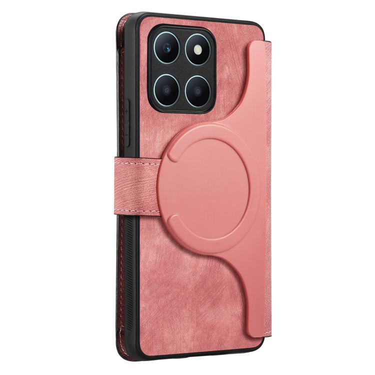 For Honor X6a CaseNeo MagSafe RFID Anti-theft Zipper Wallet Retro Leather Phone Case(Pink)