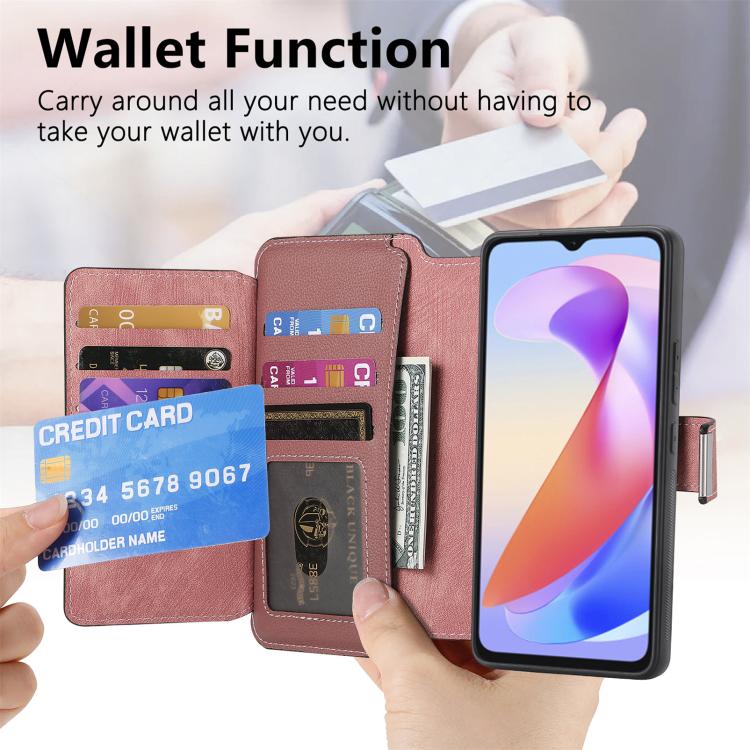 For Honor X6a CaseNeo MagSafe RFID Anti-theft Zipper Wallet Retro Leather Phone Case(Pink)