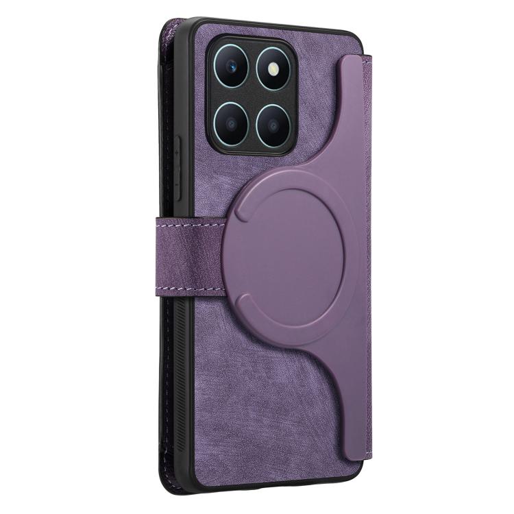 For Honor X6a CaseNeo MagSafe RFID Anti-theft Zipper Wallet Retro Leather Phone Case(Purple)
