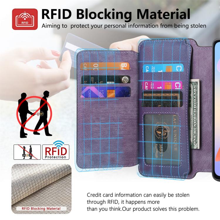 For Honor X6a CaseNeo MagSafe RFID Anti-theft Zipper Wallet Retro Leather Phone Case(Purple)