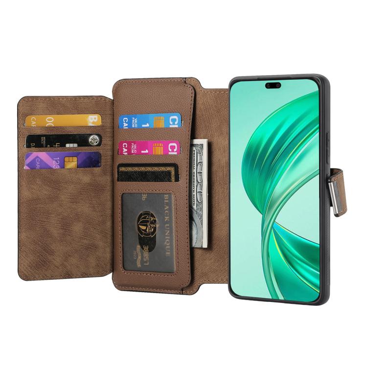 For Honor X8b CaseNeo MagSafe RFID Anti-theft Zipper Wallet Retro Leather Phone Case(Brown)