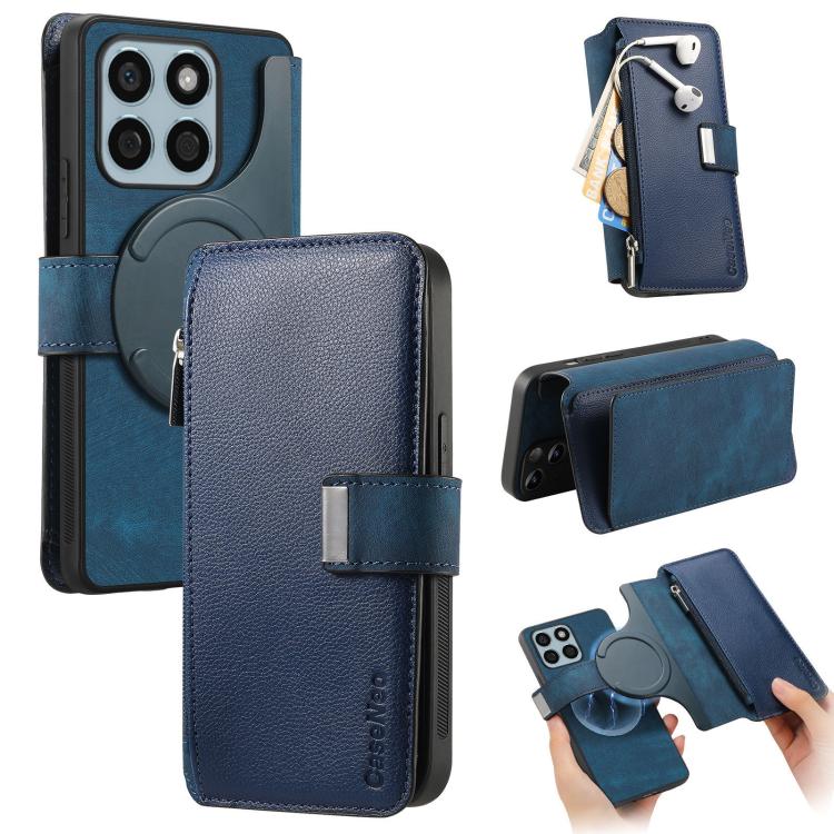 For Honor X8b CaseNeo MagSafe RFID Anti-theft Zipper Wallet Retro Leather Phone Case(Blue)
