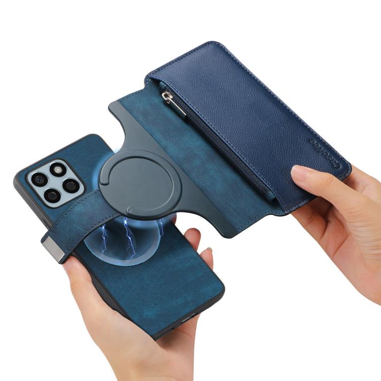 For Honor X8b CaseNeo MagSafe RFID Anti-theft Zipper Wallet Retro Leather Phone Case(Blue)
