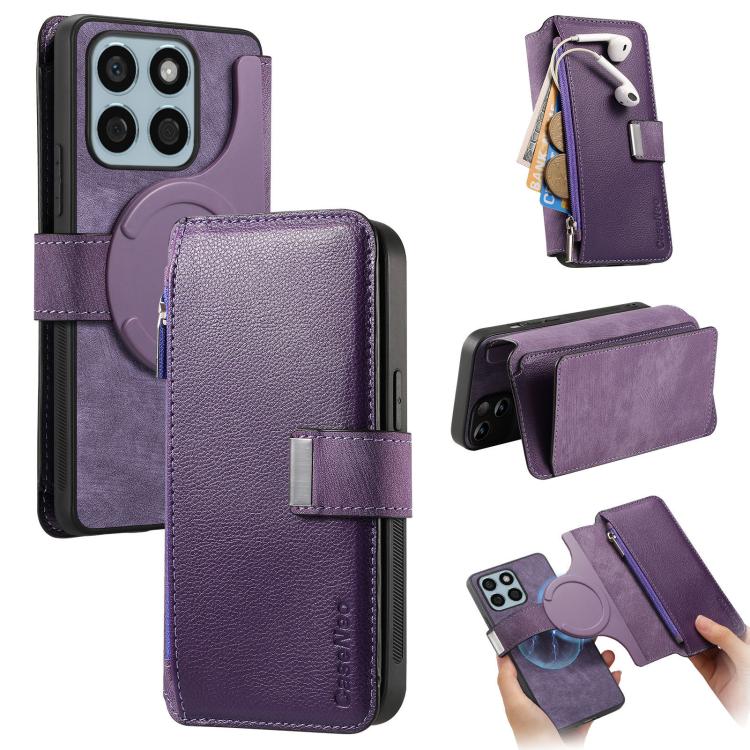 For Honor X8b CaseNeo MagSafe RFID Anti-theft Zipper Wallet Retro Leather Phone Case(Purple)