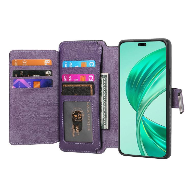 For Honor X8b CaseNeo MagSafe RFID Anti-theft Zipper Wallet Retro Leather Phone Case(Purple)