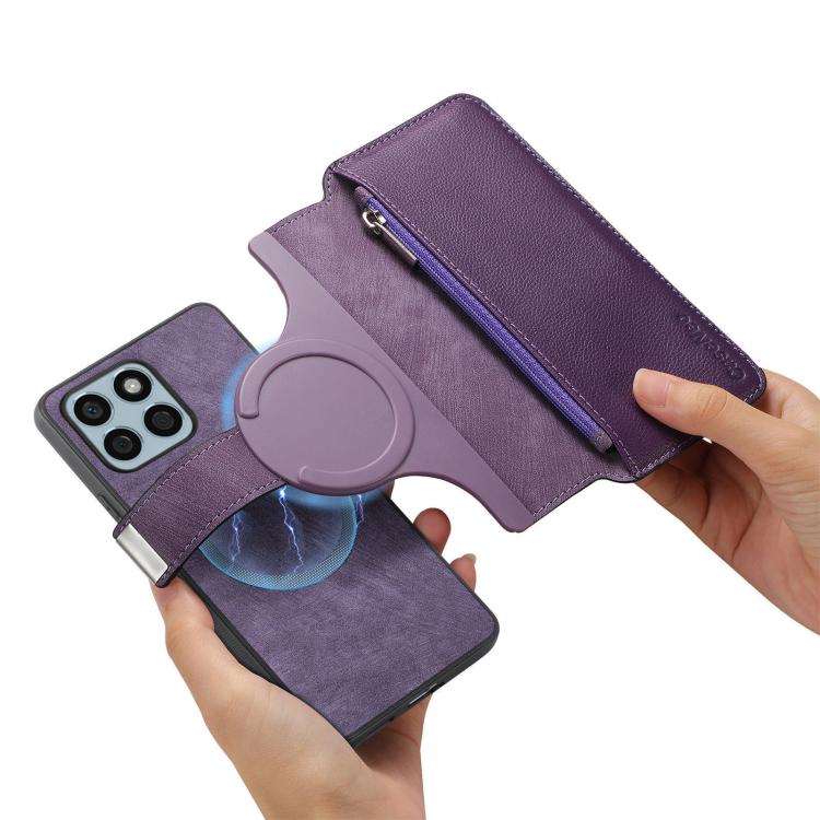 For Honor X8b CaseNeo MagSafe RFID Anti-theft Zipper Wallet Retro Leather Phone Case(Purple)
