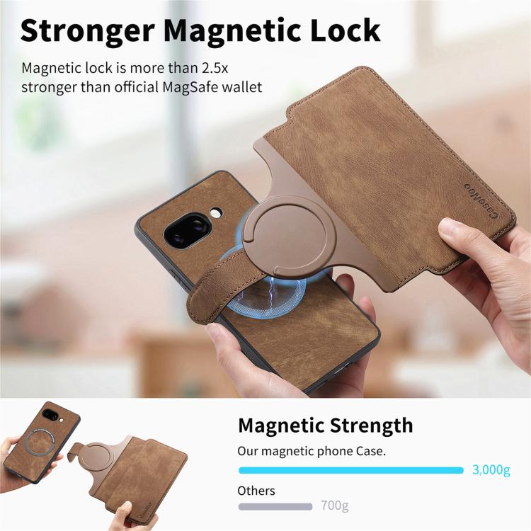 For Google Pixel 9a CaseNeo MagSafe RFID Anti-theft Retro Leather Phone Case(Brown)