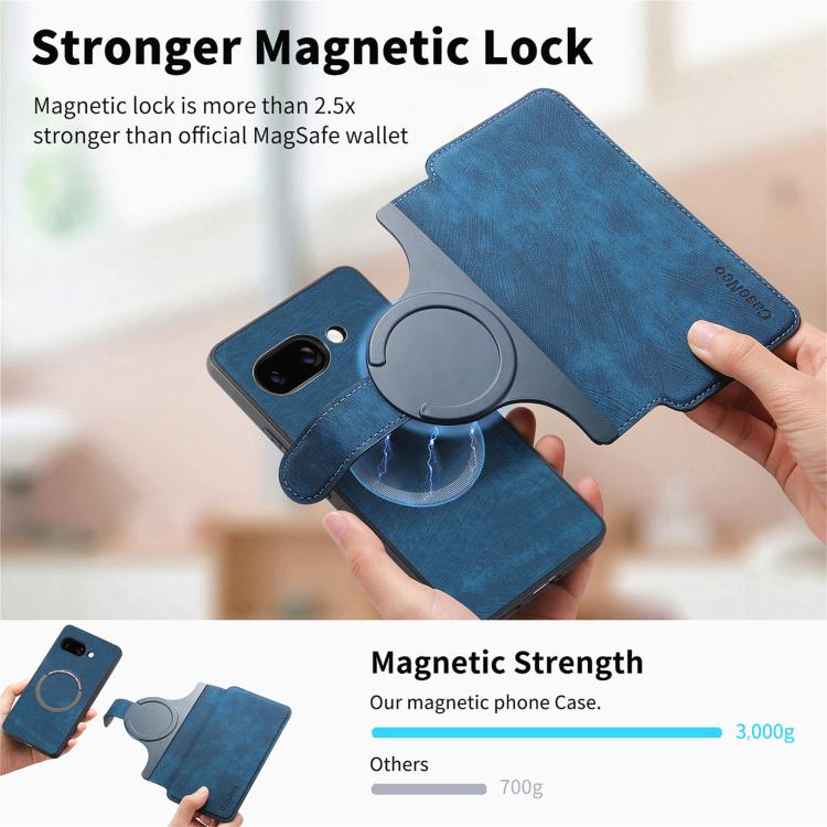For Google Pixel 9a CaseNeo MagSafe RFID Anti-theft Retro Leather Phone Case(Blue)