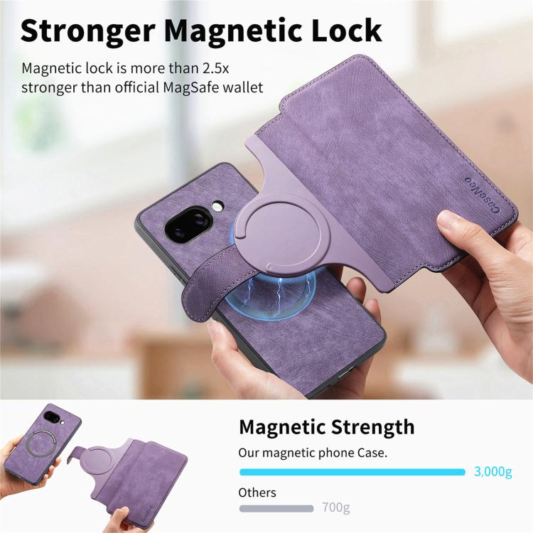 For Google Pixel 9a CaseNeo MagSafe RFID Anti-theft Retro Leather Phone Case(Purple)