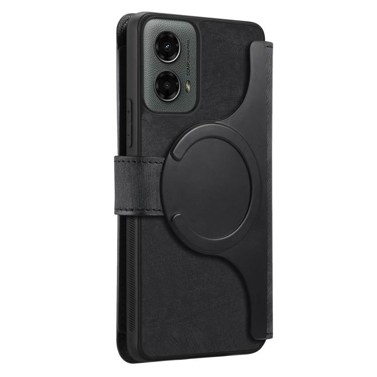 For Motorola Moto G 2024 5G CaseNeo MagSafe RFID Anti-theft Zipper Wallet Retro Leather Phone Case(Black)