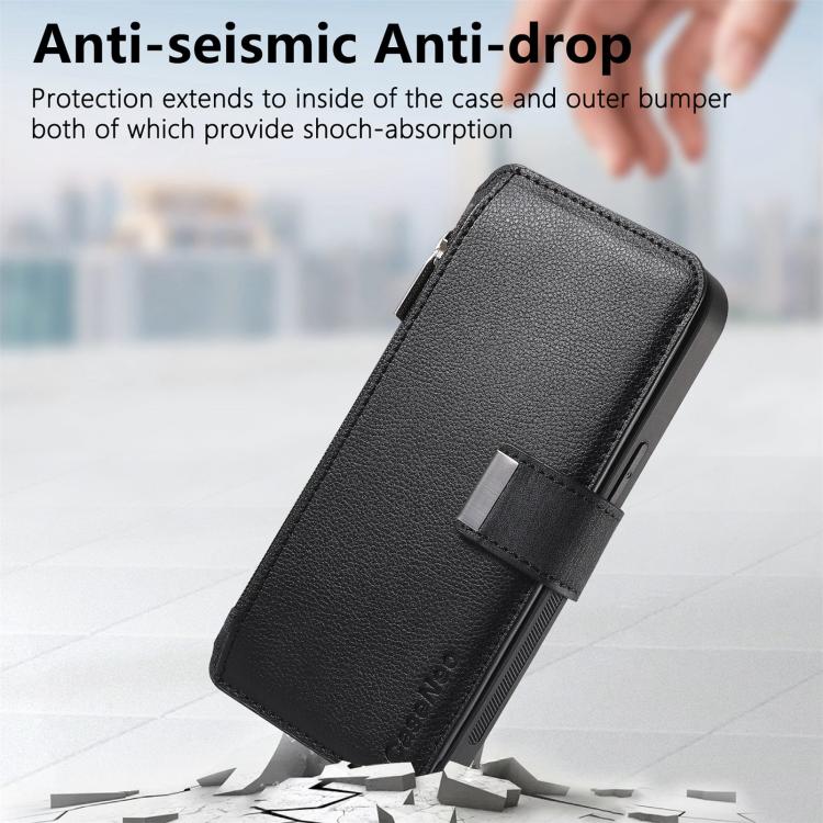 For Motorola Moto G 2024 5G CaseNeo MagSafe RFID Anti-theft Zipper Wallet Retro Leather Phone Case(Black)