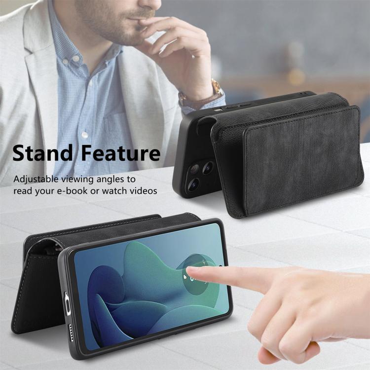 For Motorola Moto G 2024 5G CaseNeo MagSafe RFID Anti-theft Zipper Wallet Retro Leather Phone Case(Black)