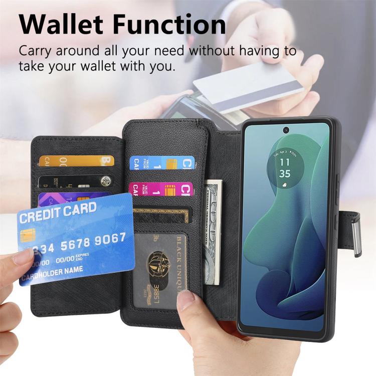 For Motorola Moto G 2024 5G CaseNeo MagSafe RFID Anti-theft Zipper Wallet Retro Leather Phone Case(Black)