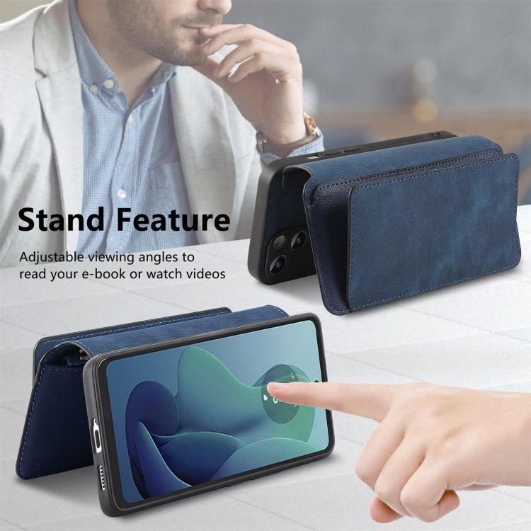 For Motorola Moto G 2024 5G CaseNeo MagSafe RFID Anti-theft Zipper Wallet Retro Leather Phone Case(Blue)