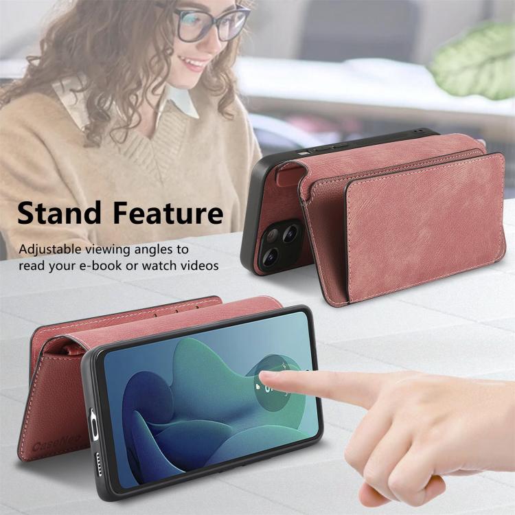 For Motorola Moto G 2024 5G CaseNeo MagSafe RFID Anti-theft Zipper Wallet Retro Leather Phone Case(Pink)