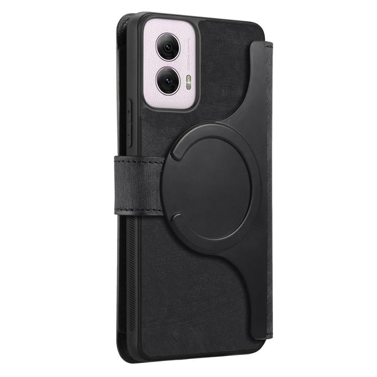 For Motorola Moto G Power 2024 CaseNeo MagSafe RFID Anti-theft Zipper Wallet Retro Leather Phone Case(Black)
