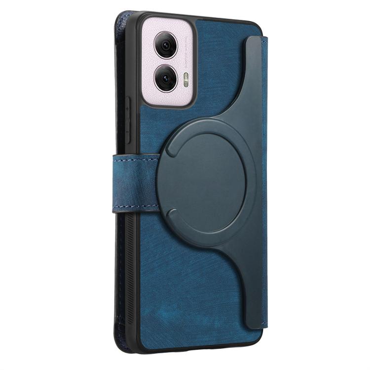 For Motorola Moto G Power 2024 CaseNeo MagSafe RFID Anti-theft Zipper Wallet Retro Leather Phone Case(Blue)