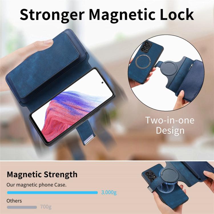 For Motorola Moto G Power 2024 CaseNeo MagSafe RFID Anti-theft Zipper Wallet Retro Leather Phone Case(Blue)