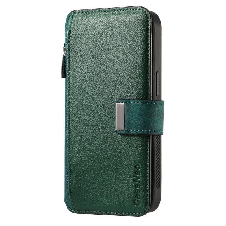For Motorola Moto G Power 2024 CaseNeo MagSafe RFID Anti-theft Zipper Wallet Retro Leather Phone Case(Green)