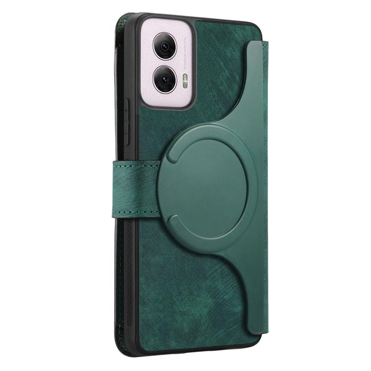 For Motorola Moto G Power 2024 CaseNeo MagSafe RFID Anti-theft Zipper Wallet Retro Leather Phone Case(Green)