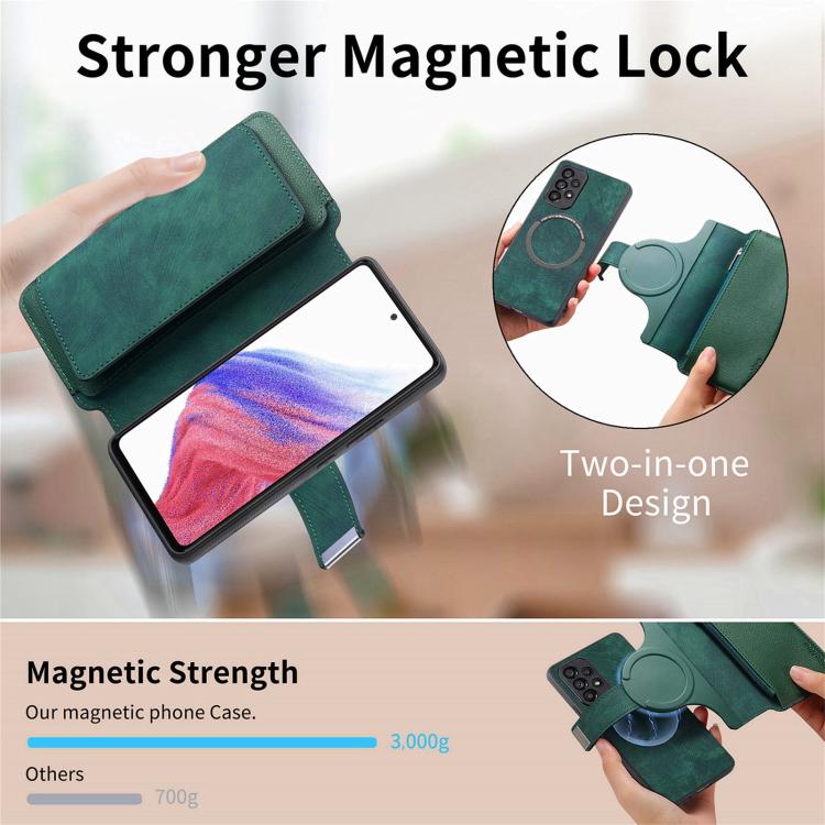For Motorola Moto G Power 2024 CaseNeo MagSafe RFID Anti-theft Zipper Wallet Retro Leather Phone Case(Green)