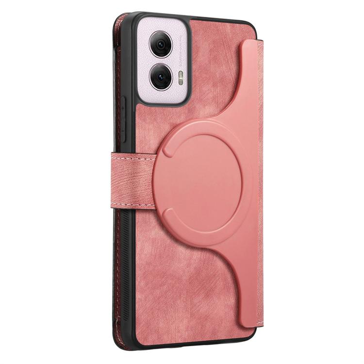 For Motorola Moto G Power 2024 CaseNeo MagSafe RFID Anti-theft Zipper Wallet Retro Leather Phone Case(Pink)