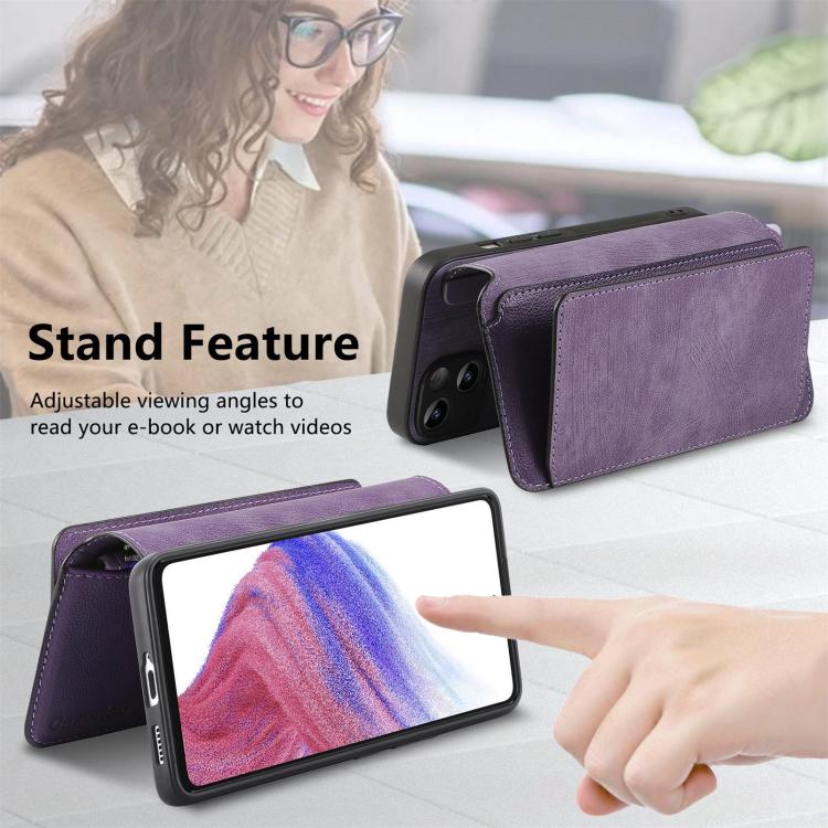 For Motorola Moto G Power 2024 CaseNeo MagSafe RFID Anti-theft Zipper Wallet Retro Leather Phone Case(Purple)