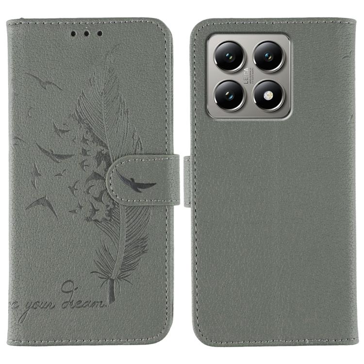 Feather Pattern Litchi Texture Leather Phone Case, For Xiaomi 14T
