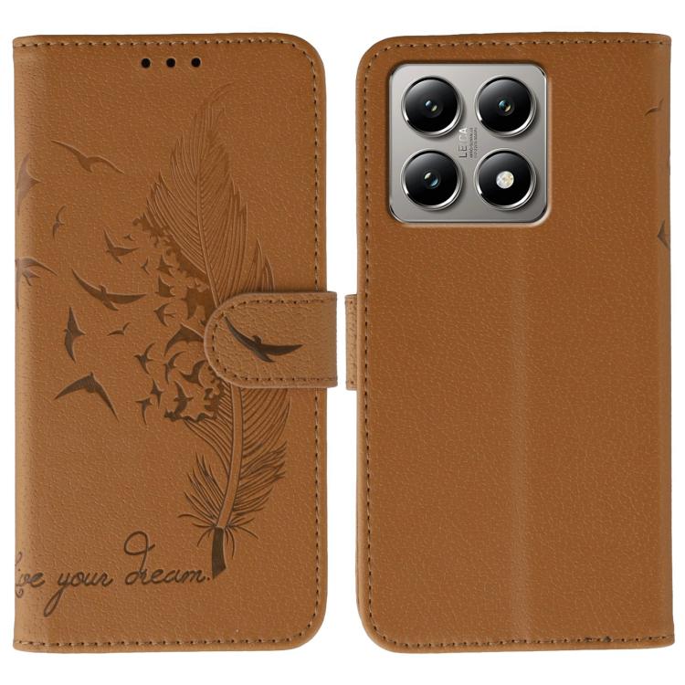 Feather Pattern Litchi Texture Leather Phone Case, For Xiaomi 14T