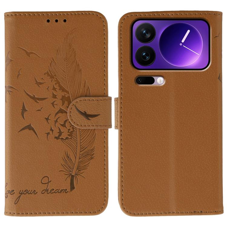 Feather Pattern Litchi Texture Leather Phone Case, For Xiaomi 17 Pro, For Xiaomi 17, For Xiaomi 15T Pro 5G, For Xiaomi 15T 5G