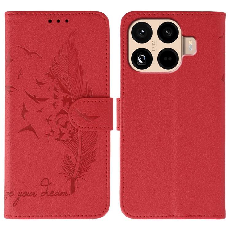 Feather Pattern Litchi Texture Leather Phone Case, For Xiaomi 17 Pro, For Xiaomi 17, For Xiaomi 15T Pro 5G, For Xiaomi 15T 5G