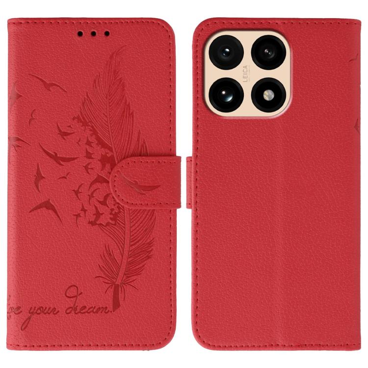 Feather Pattern Litchi Texture Leather Phone Case, For Xiaomi 17 Pro, For Xiaomi 17, For Xiaomi 15T Pro 5G, For Xiaomi 15T 5G