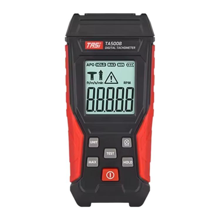 TASI TA500B Contact Measurement Laser Tachometer Digital Display Measuring Speed Meter(Black Red)
