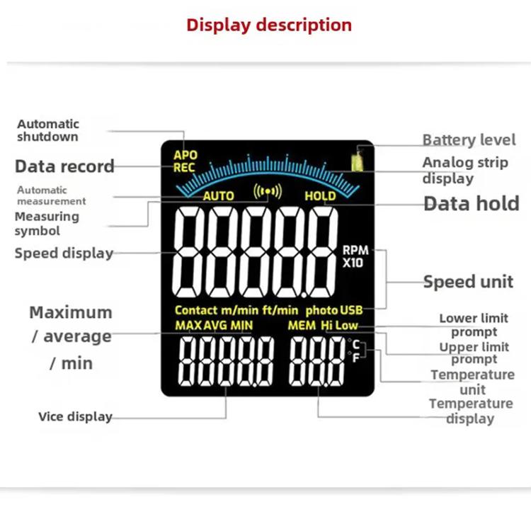 TASI Non-contact Portable Measuring Speed Meter Digital Display Laser Tachometer