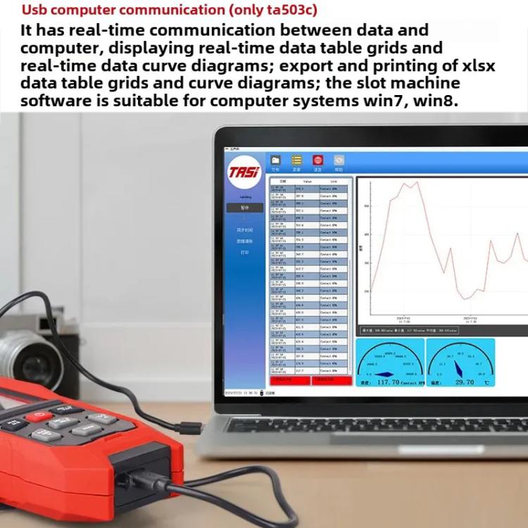 TASI Contact Portable Measuring Speed Meter Digital Display Laser Tachometer